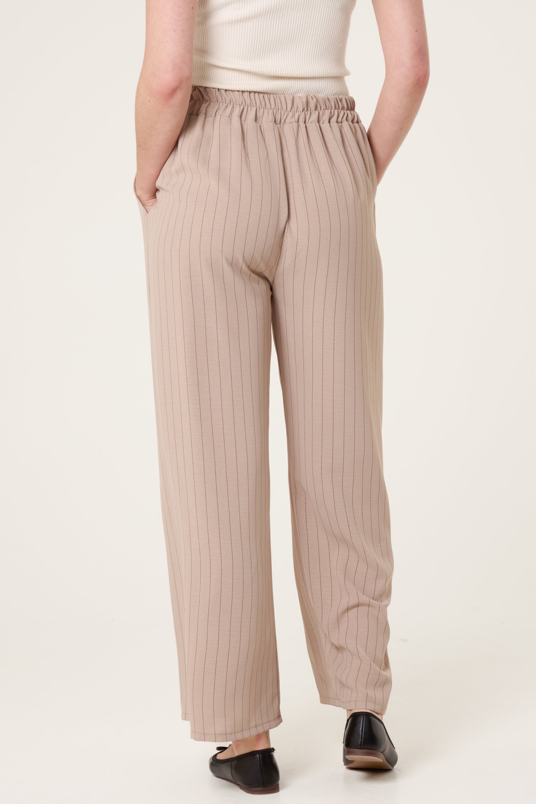 Elasticated Pinstripe Wide Leg Trousers
