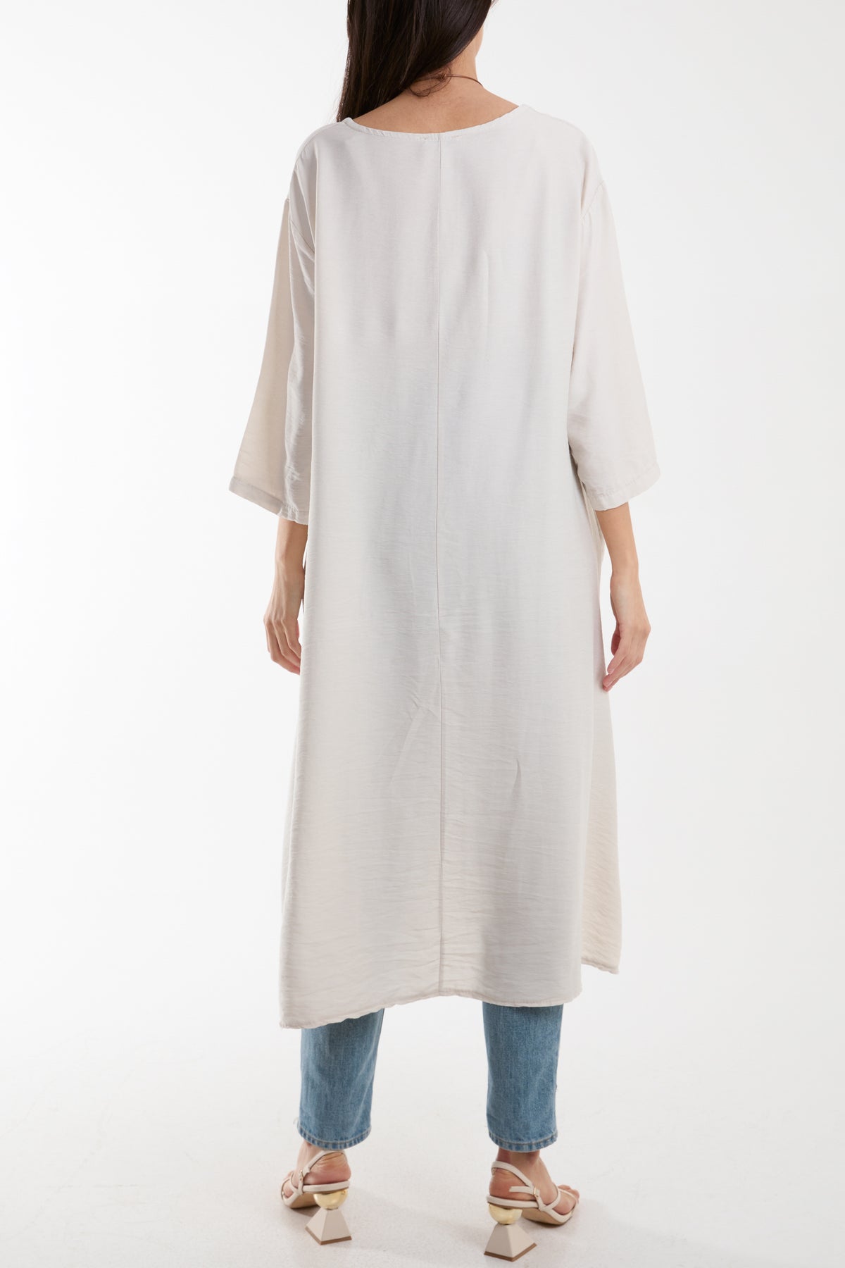 Linen Blend Necklace High Low Tunic