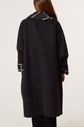 Embroidered Button Through Coat