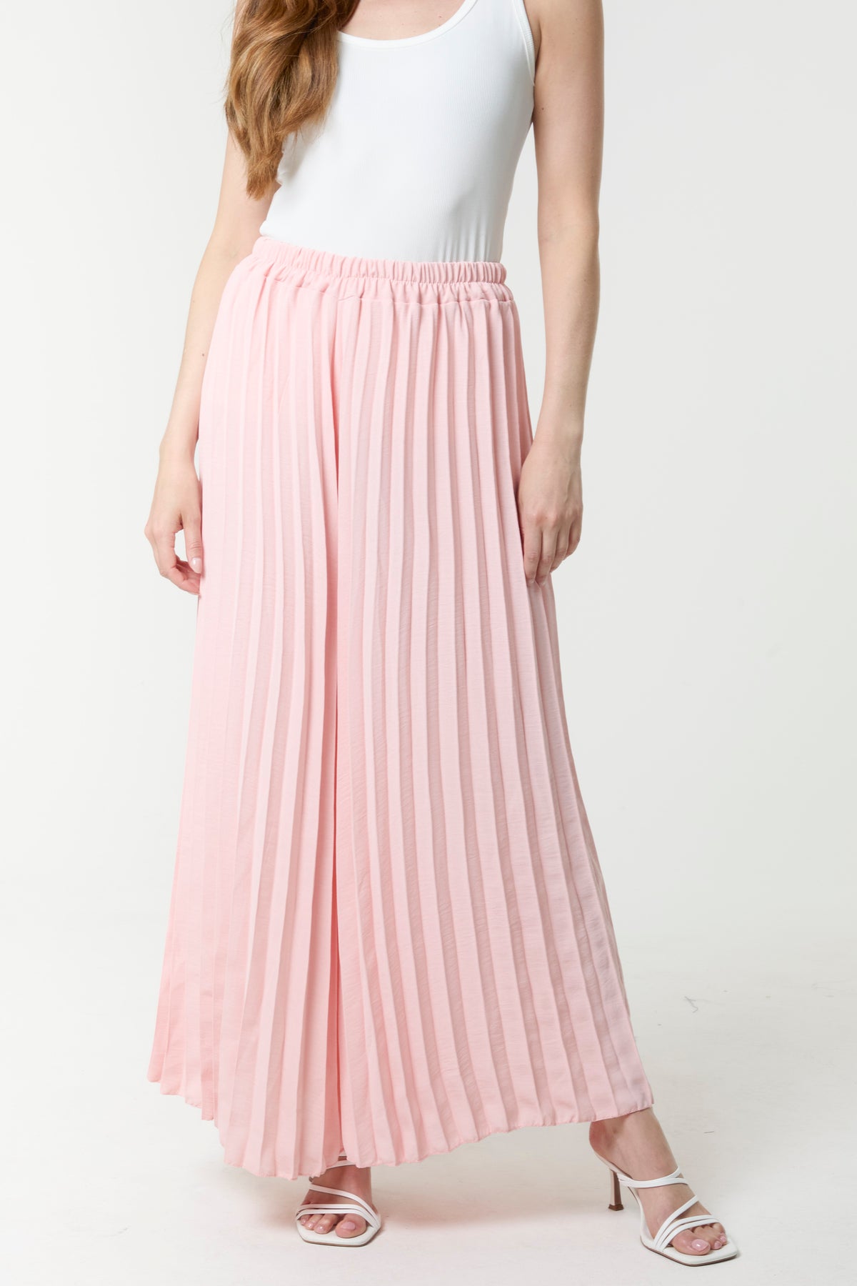 Wide Leg Plisse Trousers