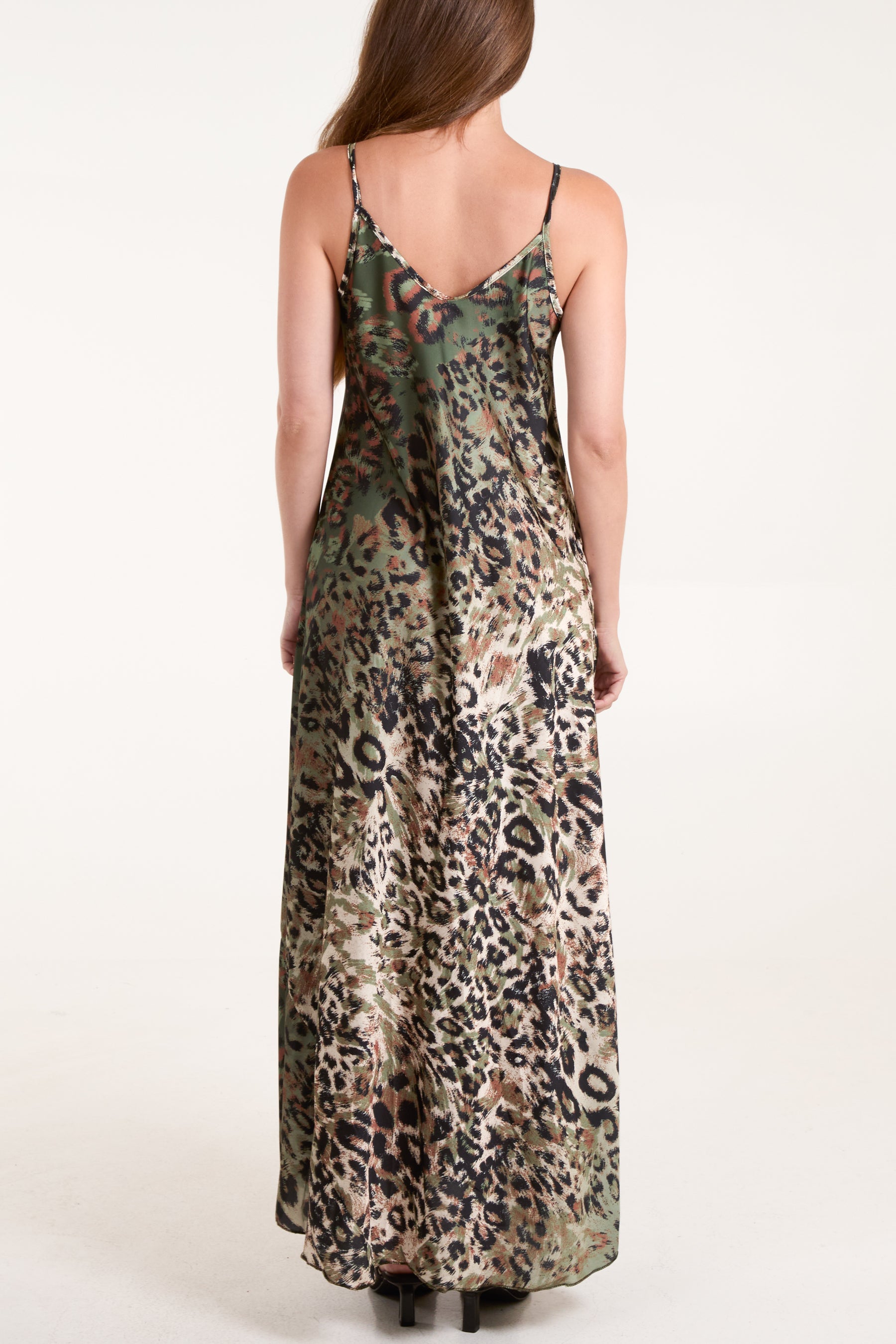 Animal Print Satin Cami Maxi Dress