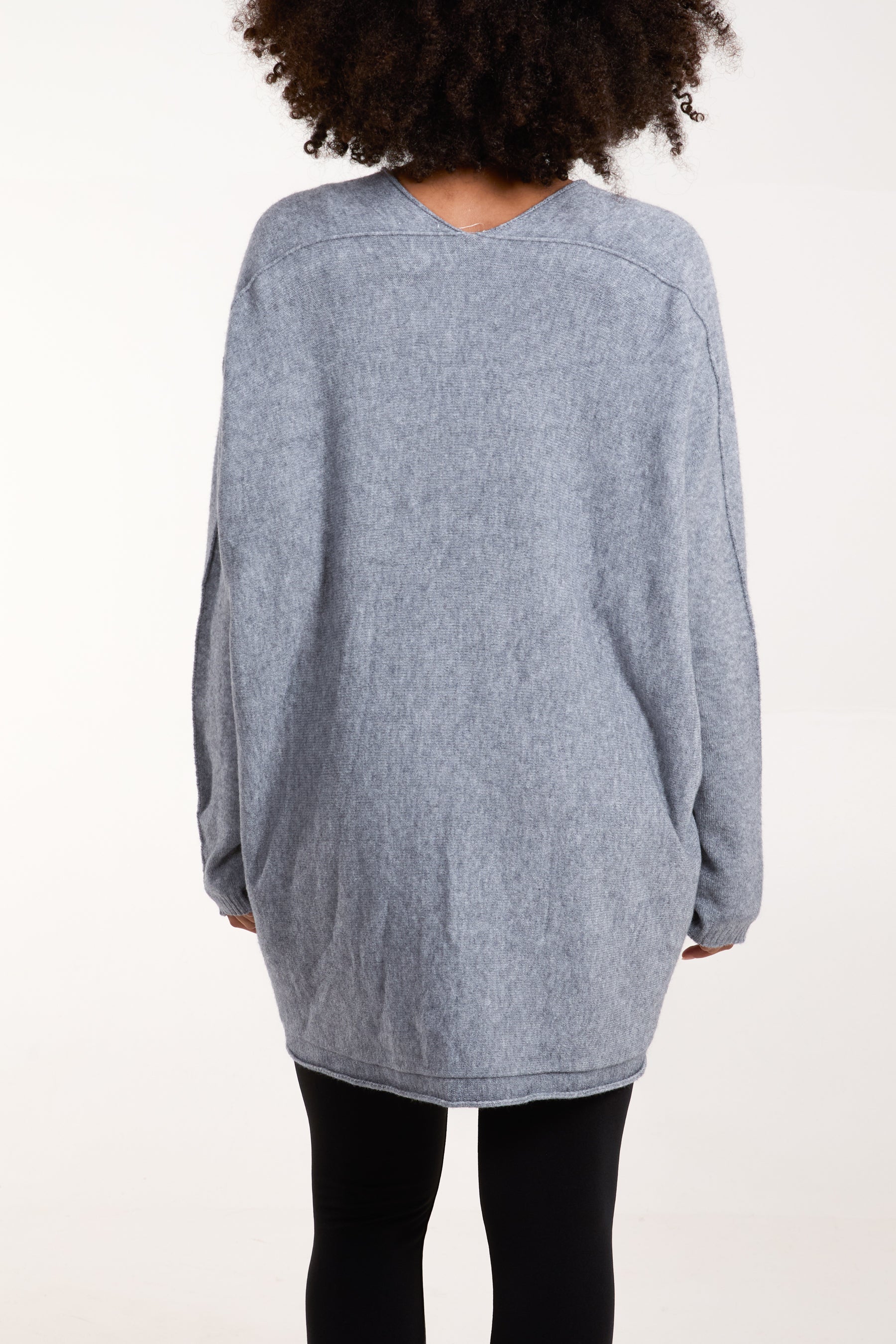 Oversized V-Neck Fine Knit Jumper