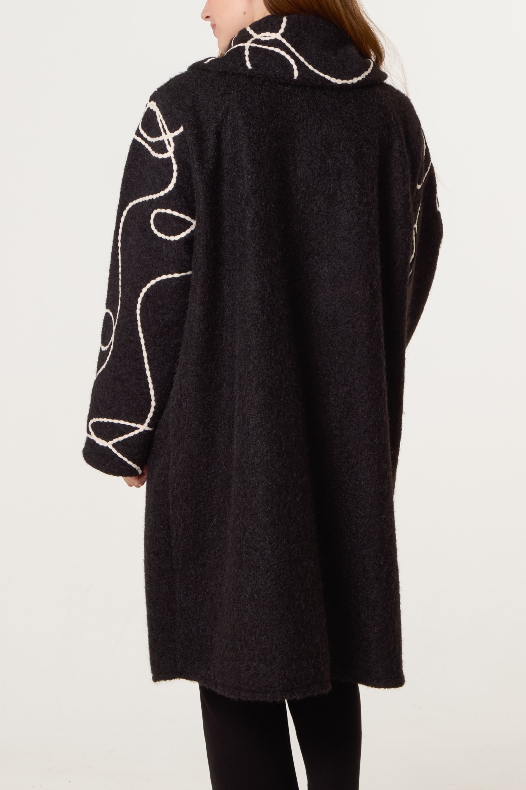 Embroidered Button Through Coat