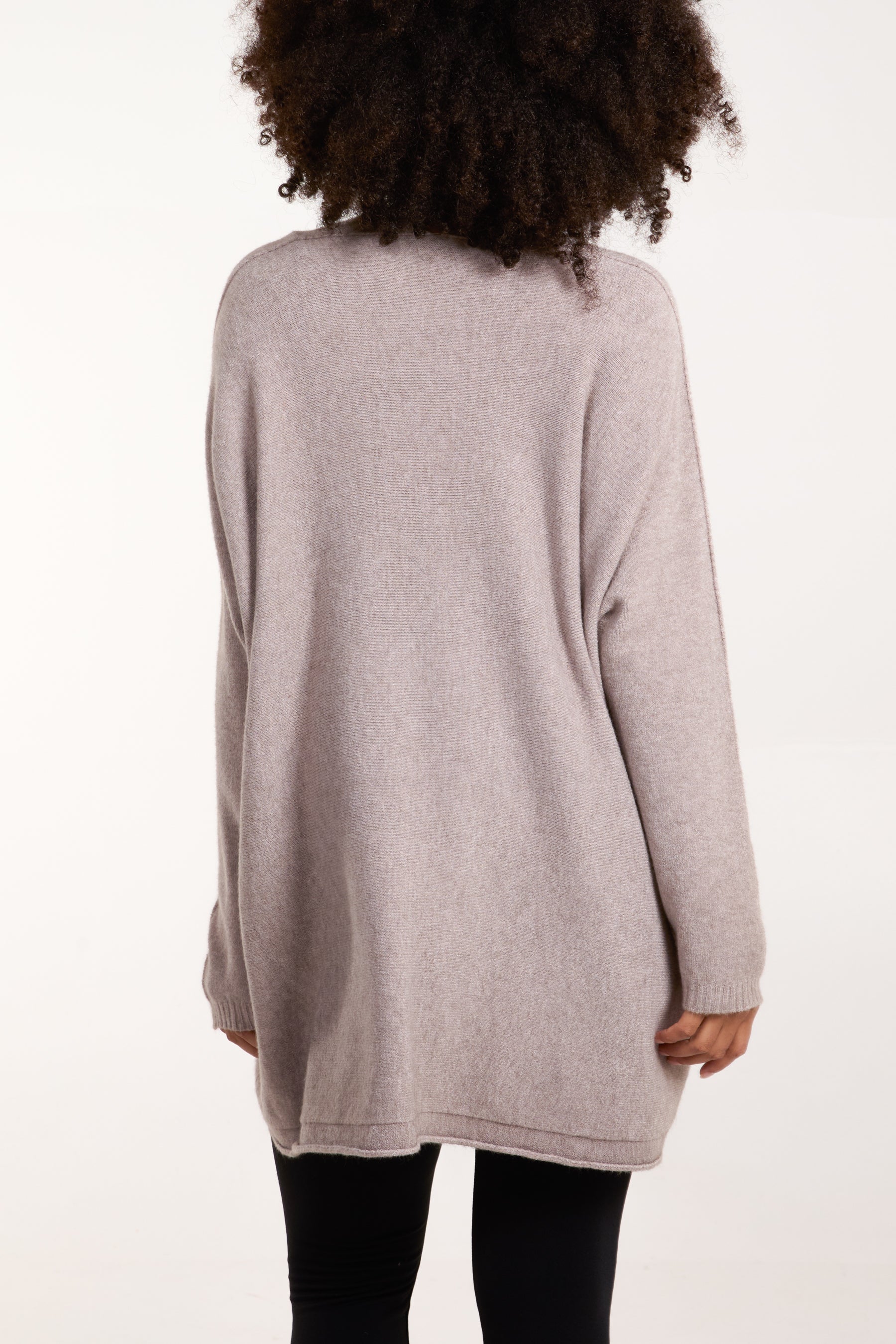 Oversized V-Neck Fine Knit Jumper