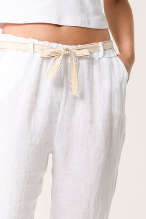 Linen Trouser W/ Embroidered Belt