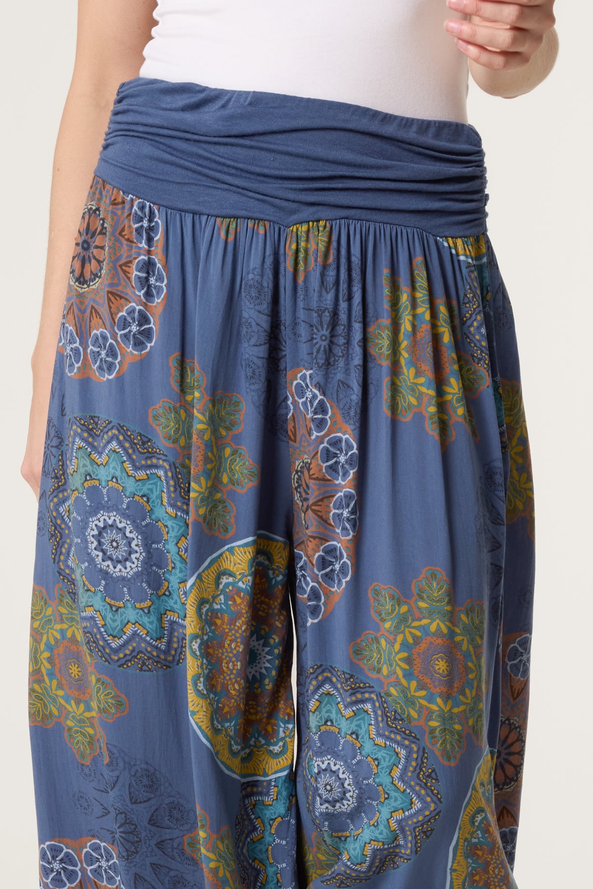 Floral Folded Waistband Harem Trouser