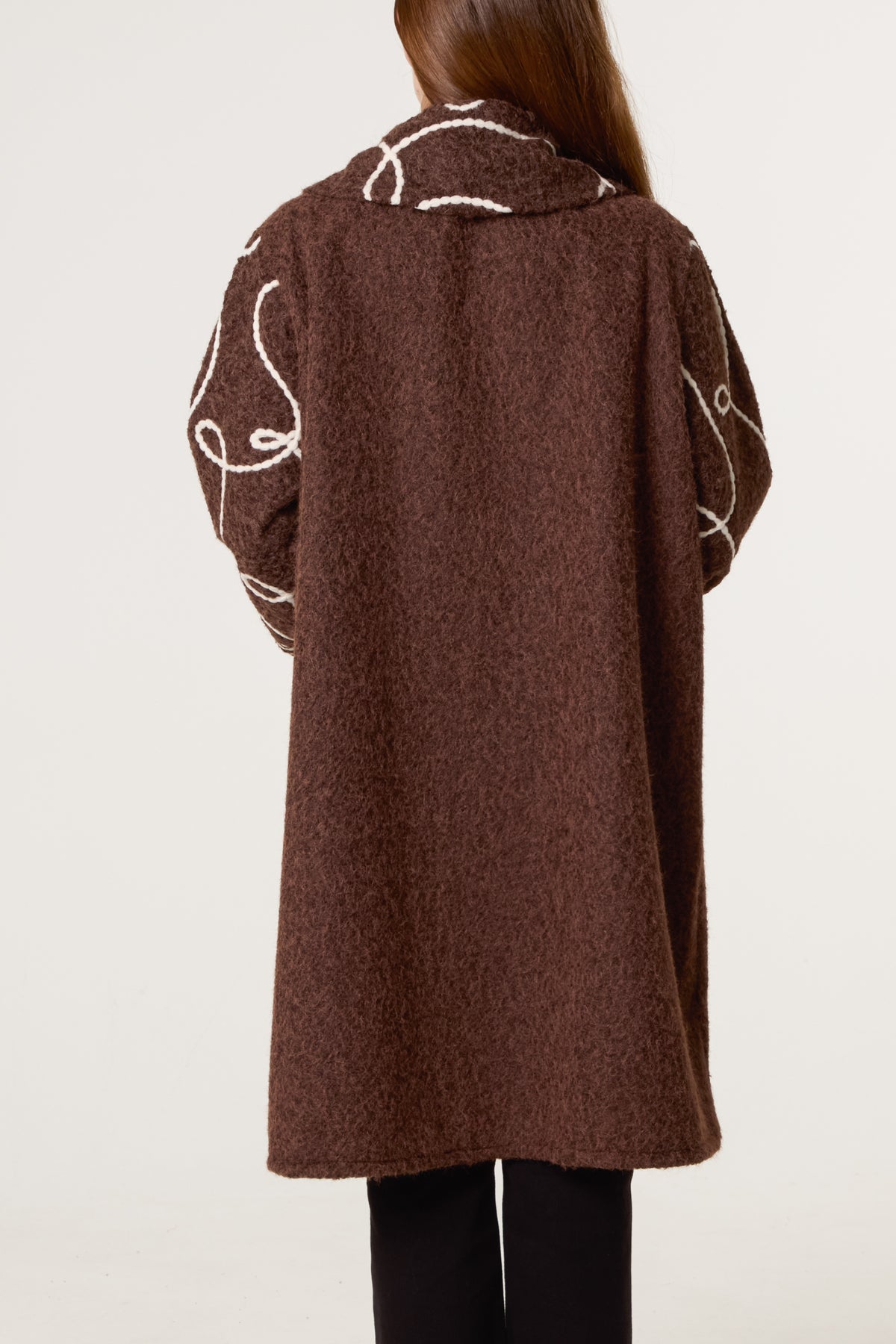 Embroidered Button Through Coat