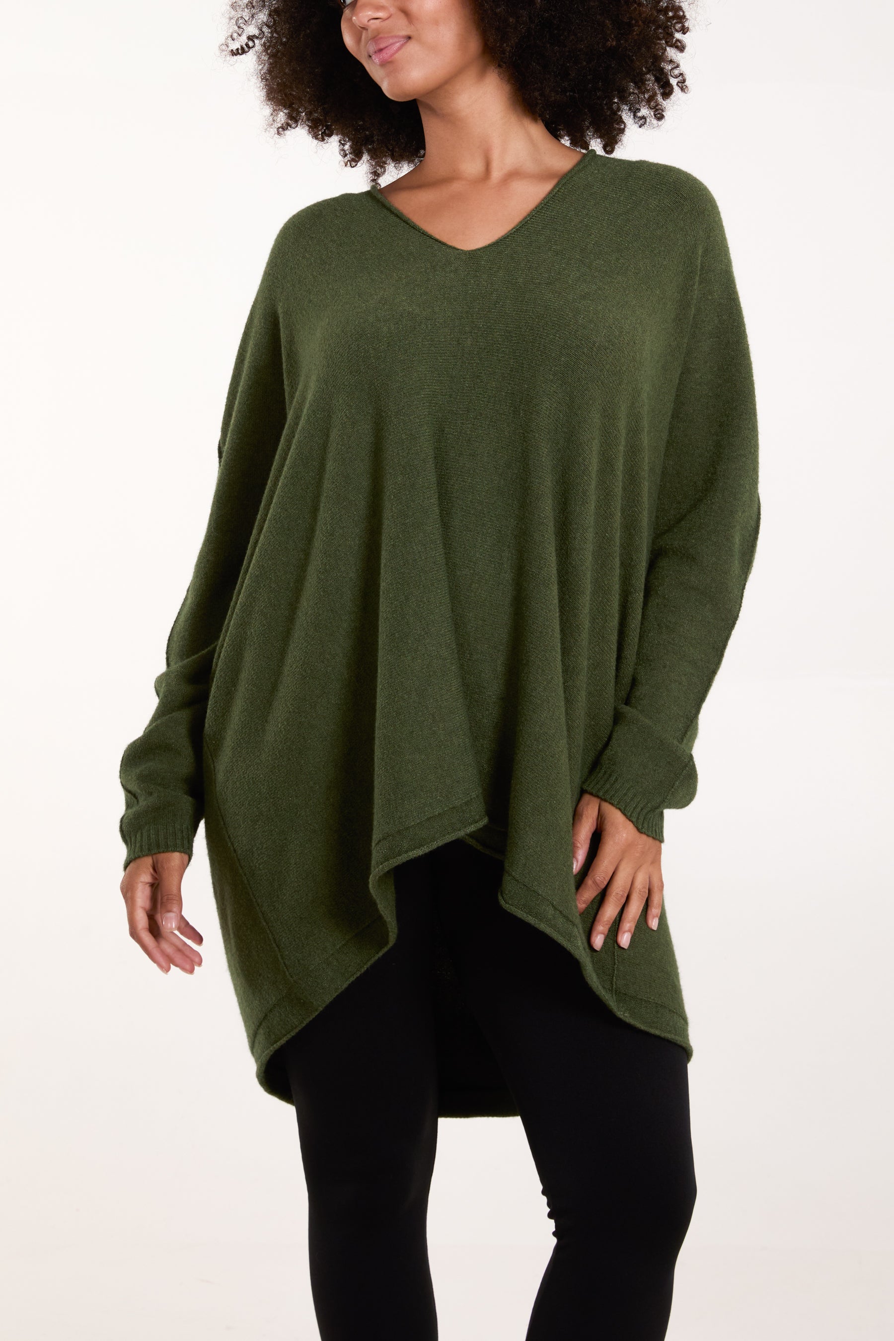 Oversized V-Neck Fine Knit Jumper