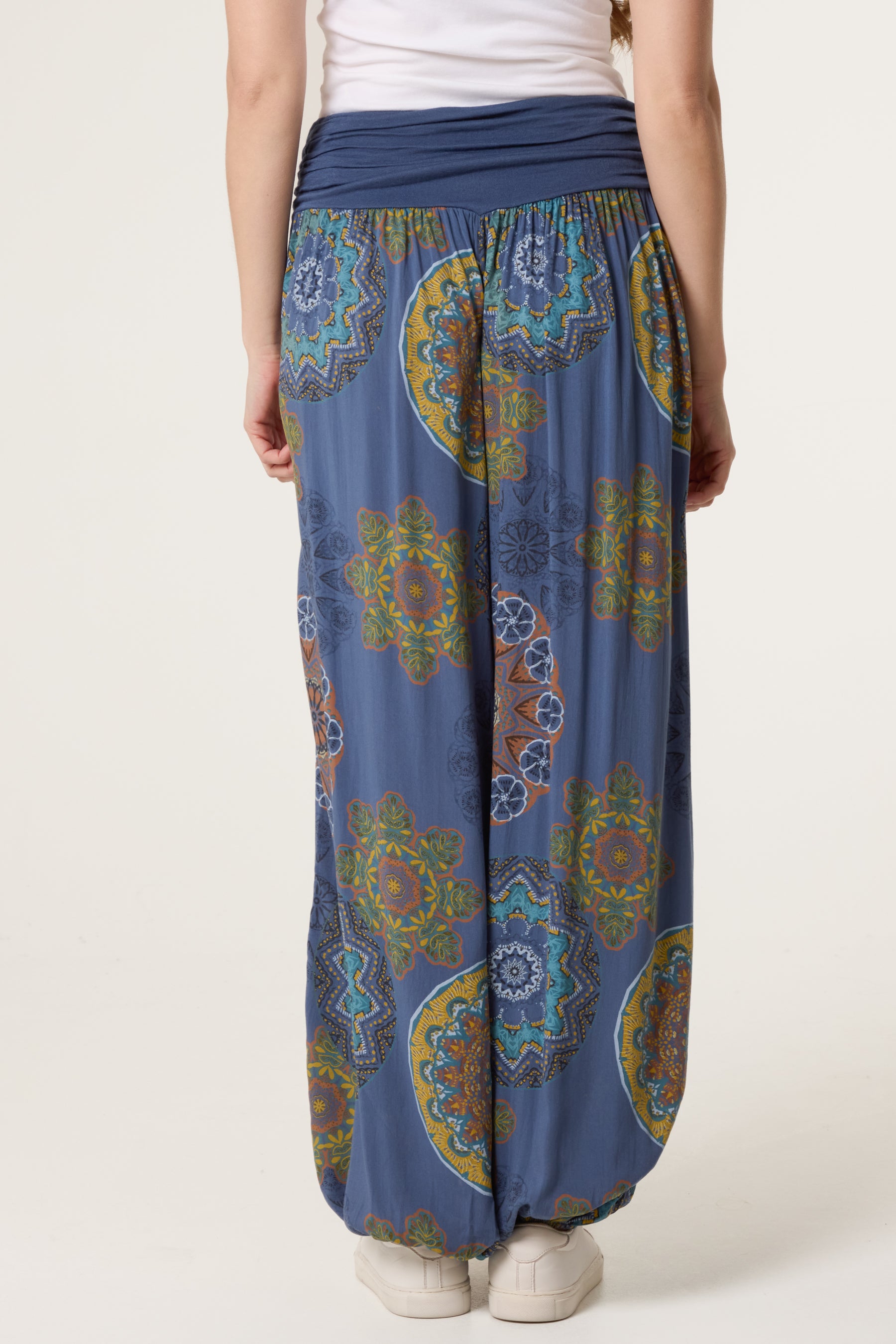 Floral Folded Waistband Harem Trouser