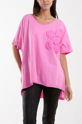 Daisy Applique Roll Edge Sweat Top