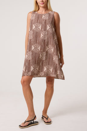 Swirl Print Sleeveless Mini Dress