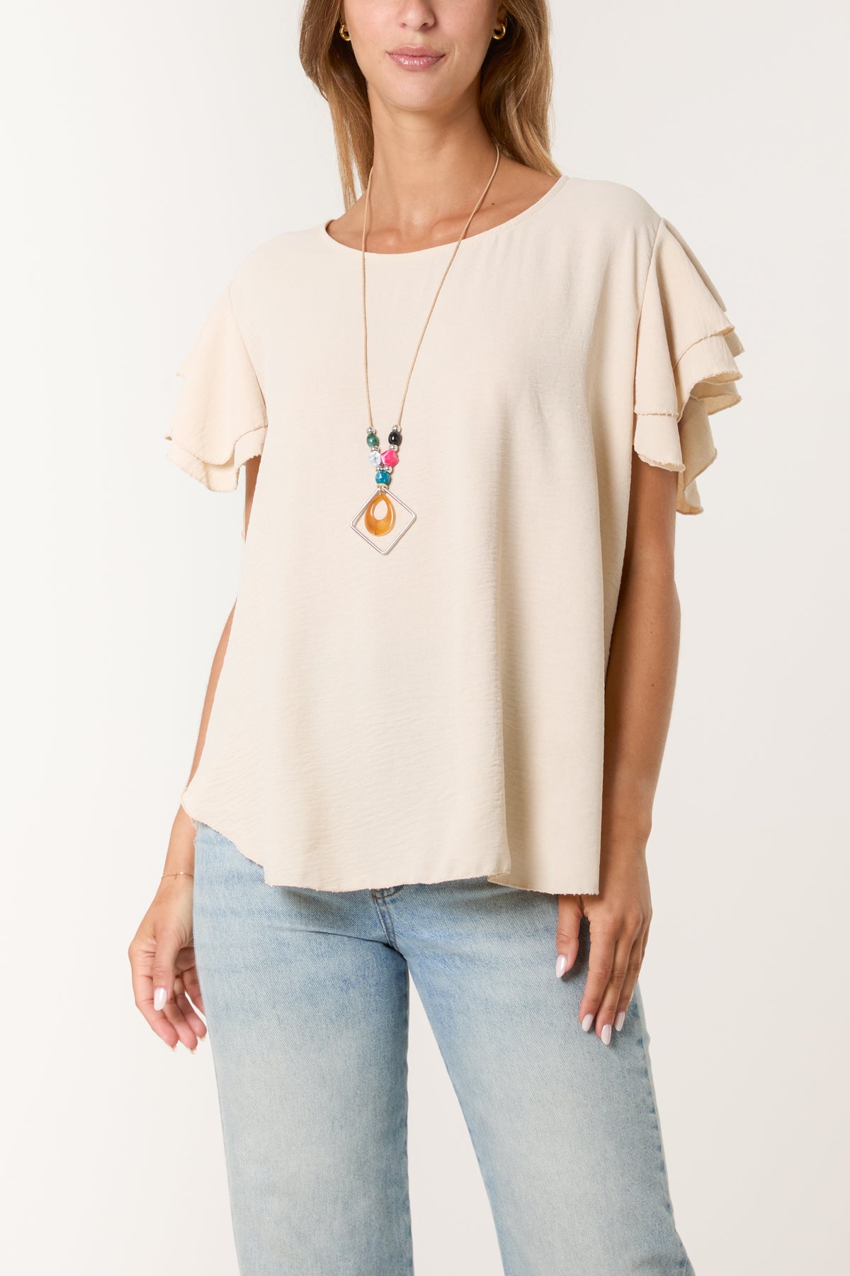 Flutter Sleeve Necklace Top