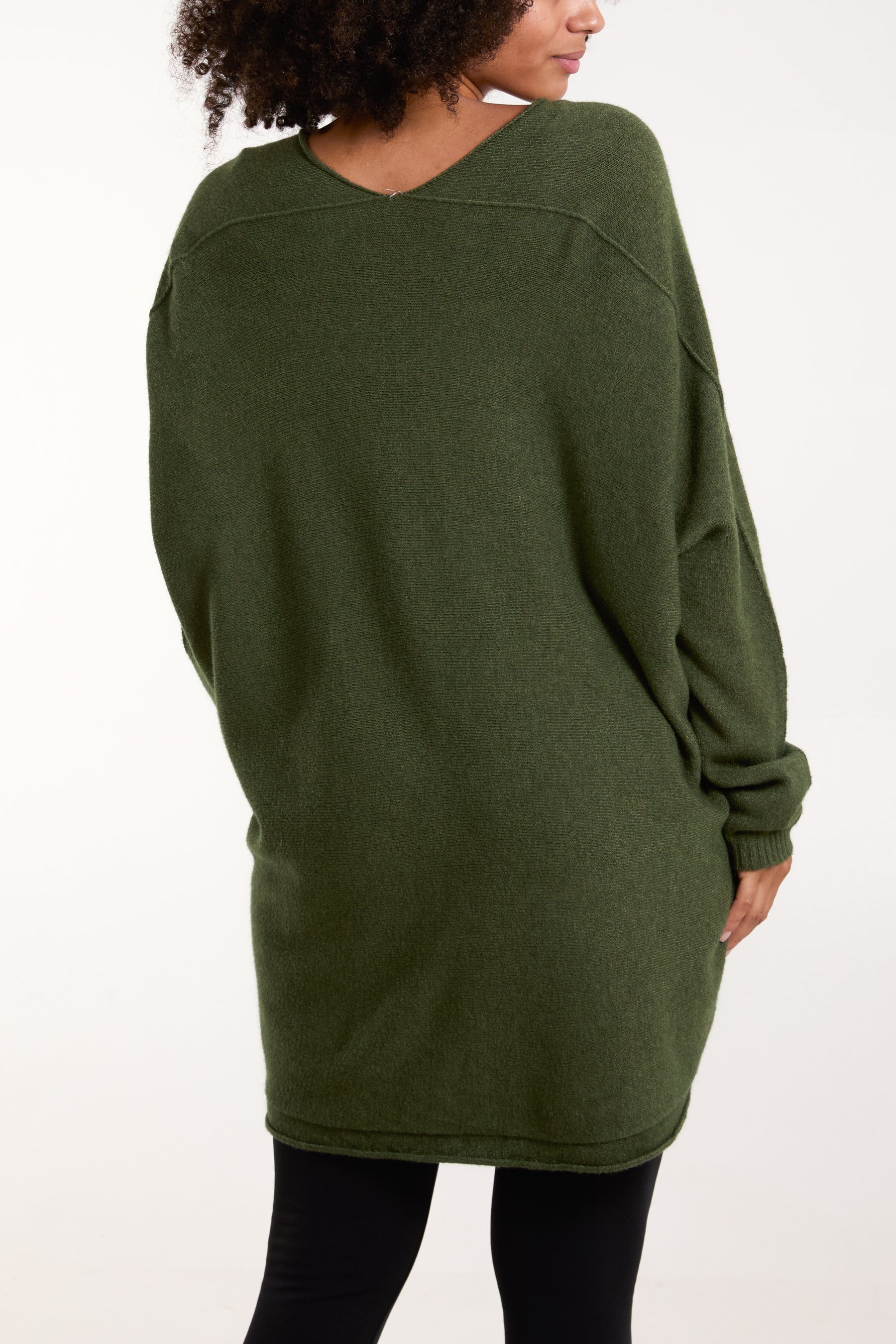 Oversized V-Neck Fine Knit Jumper