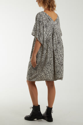 V-Neck Leopard Print Mini Dress