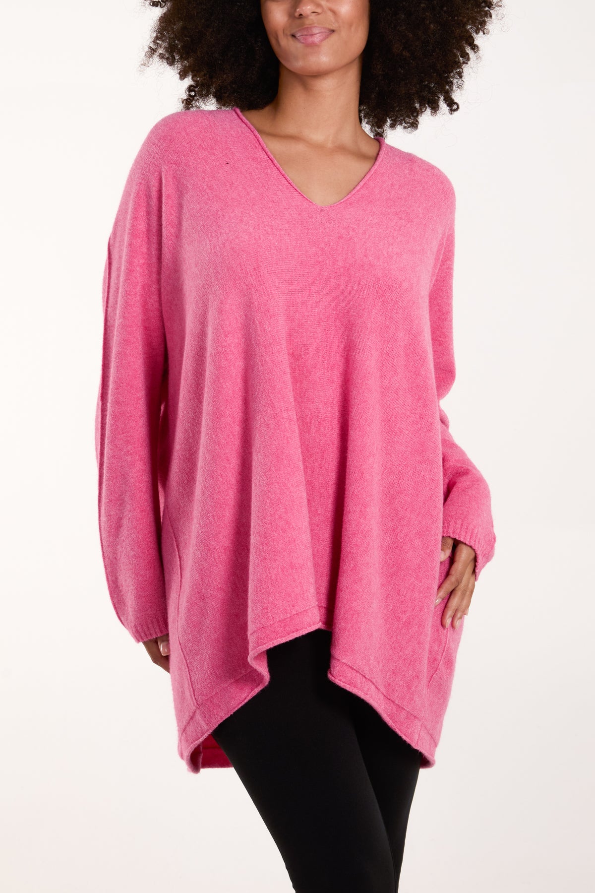 Oversized V-Neck Fine Knit Jumper