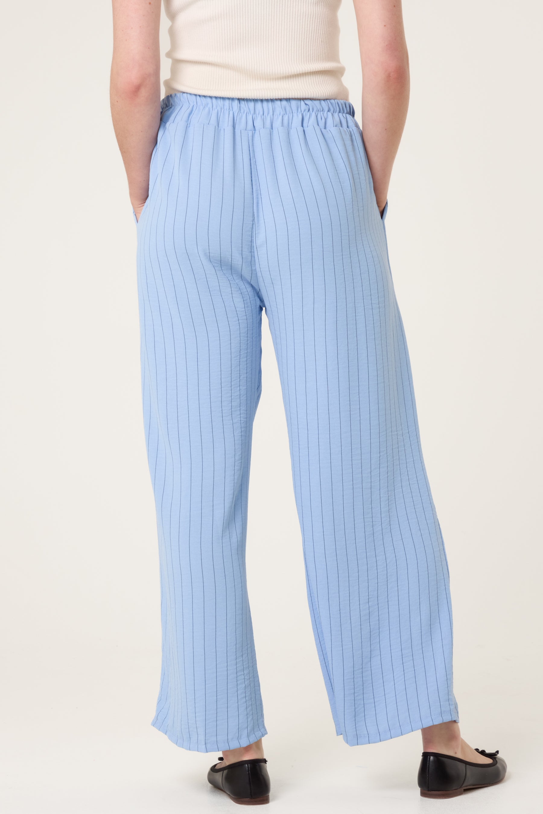 Elasticated Pinstripe Wide Leg Trousers