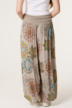 Floral Folded Waistband Harem Trouser