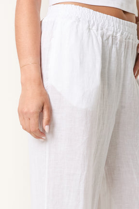 Elasticated Linen Wide Leg Trousers