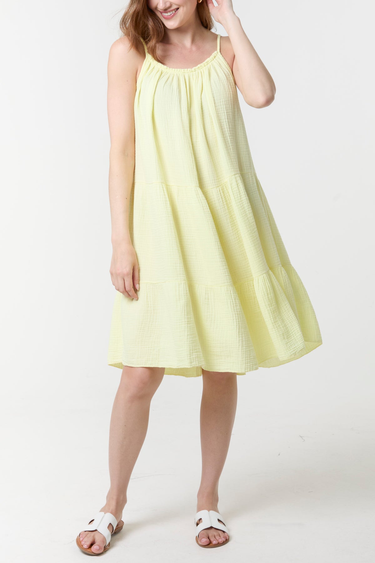 Cheesecloth Cami Tiered Mini Dress