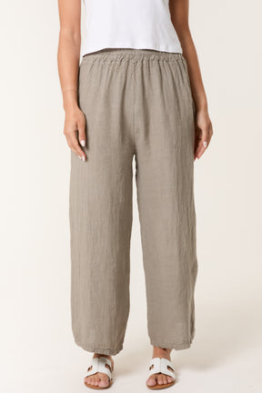 Elasticated Linen Wide Leg Trousers