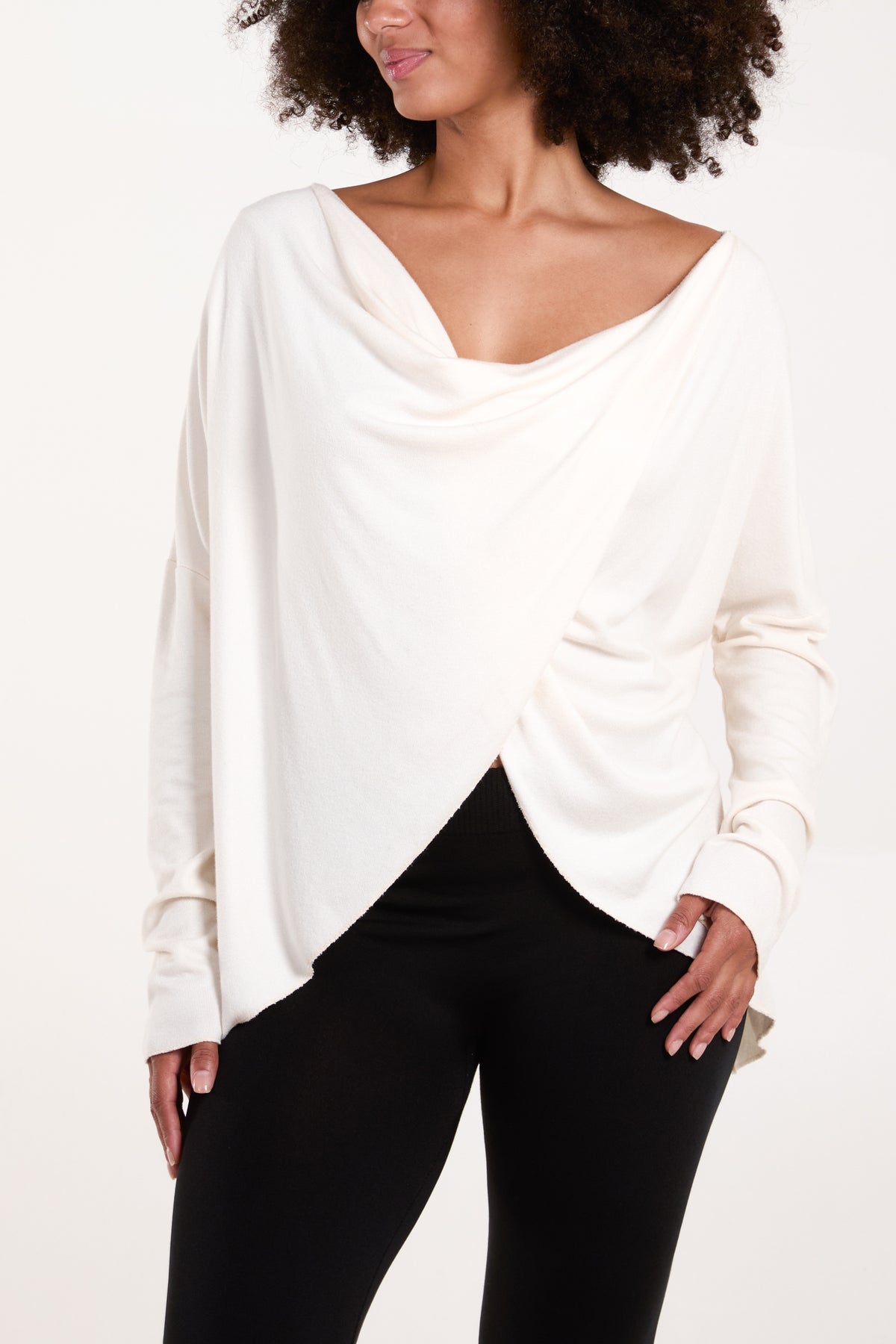 Drapped Neck Fine Knit Jumper