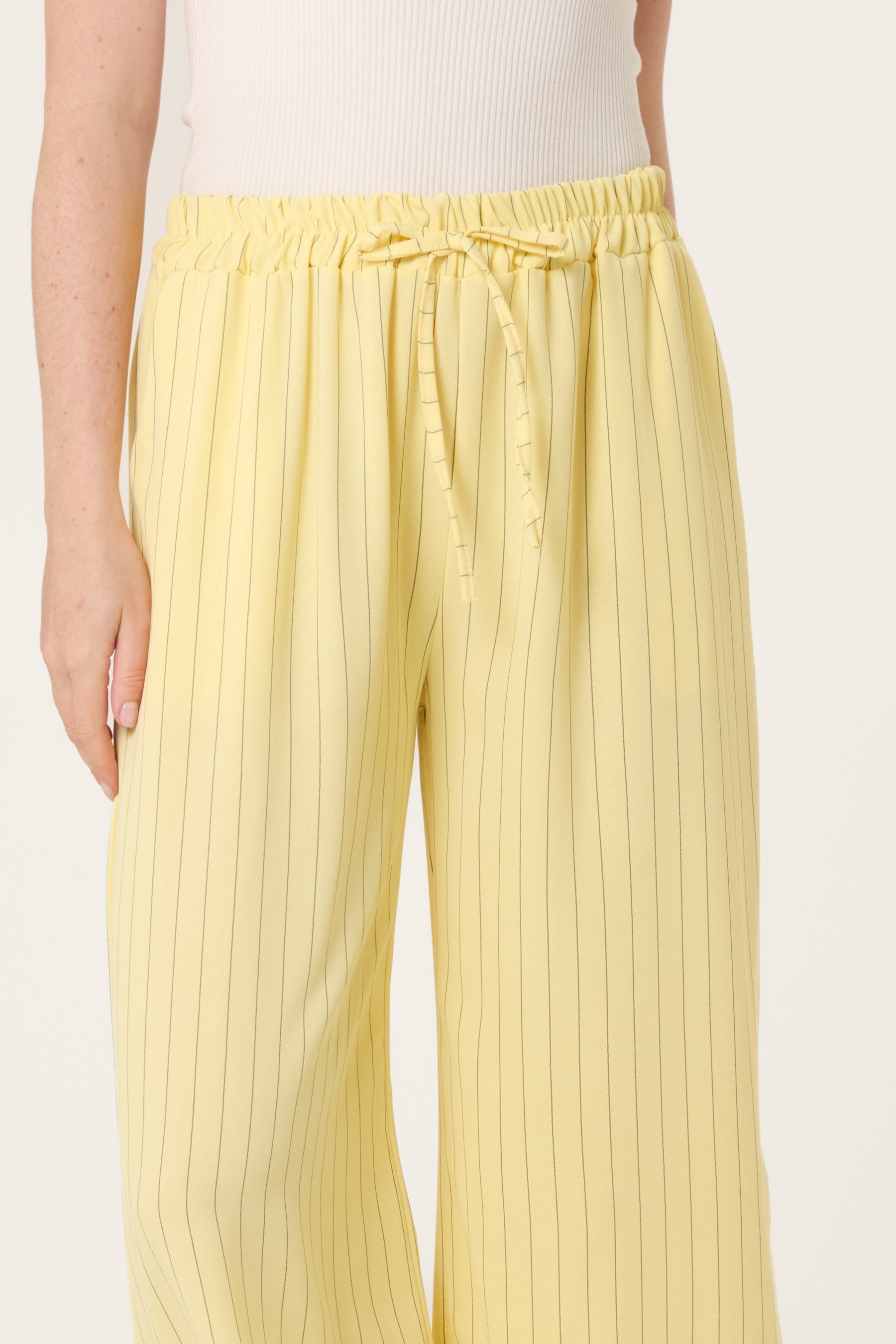 Elasticated Pinstripe Wide Leg Trousers