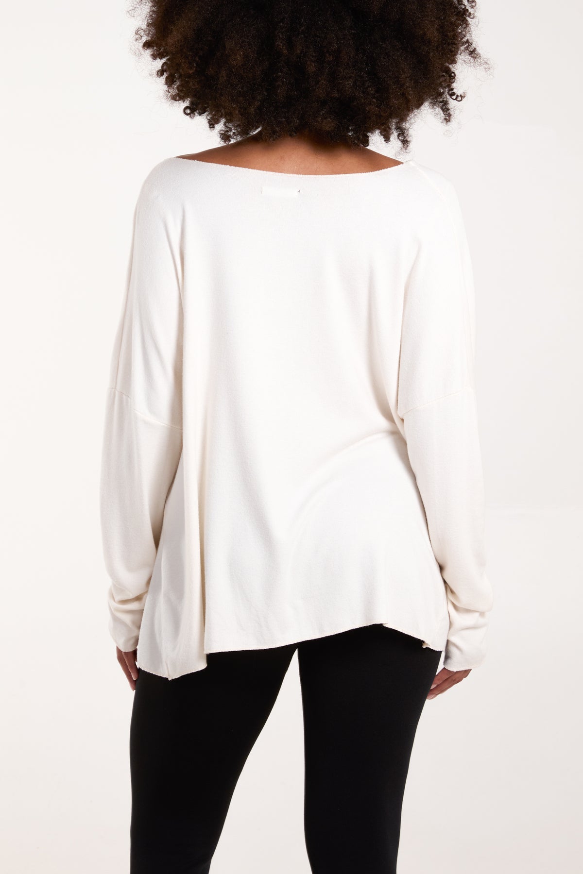 Drapped Neck Fine Knit Jumper