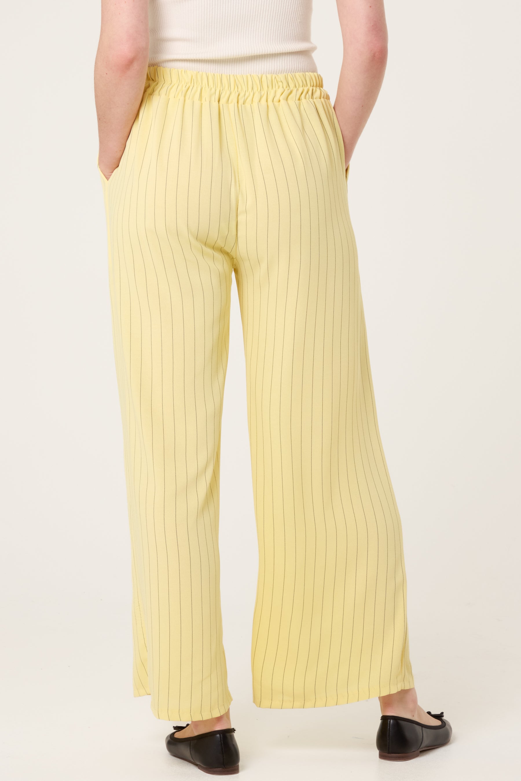 Elasticated Pinstripe Wide Leg Trousers