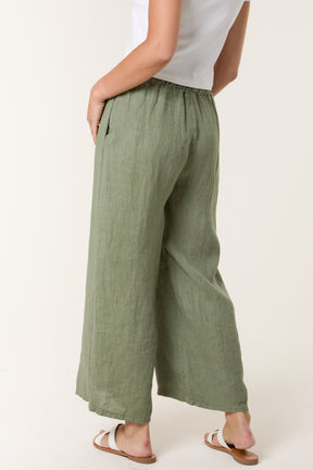 Elasticated Linen Wide Leg Trousers