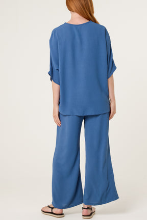 Button Tie Top & Trousers Set