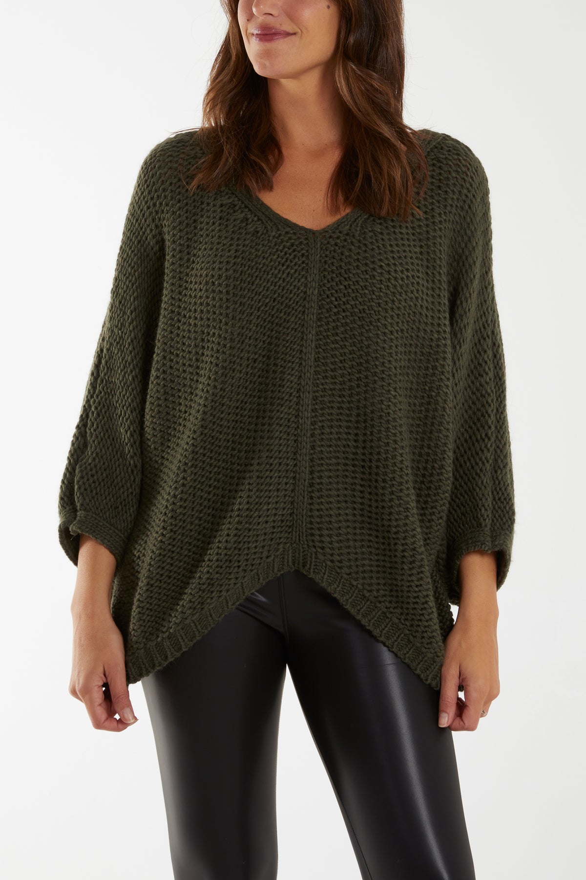 V-Neck & Hem Knit Jumper