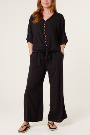 Button Tie Top & Trousers Set