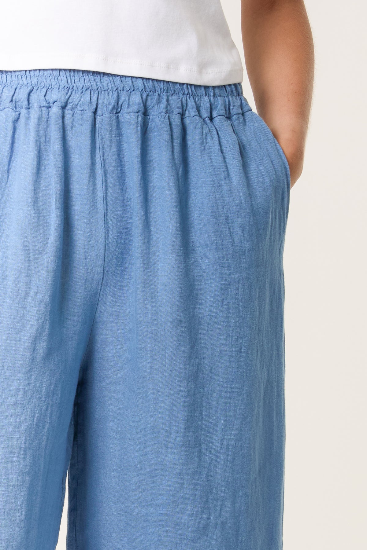 Elasticated Linen Wide Leg Trousers