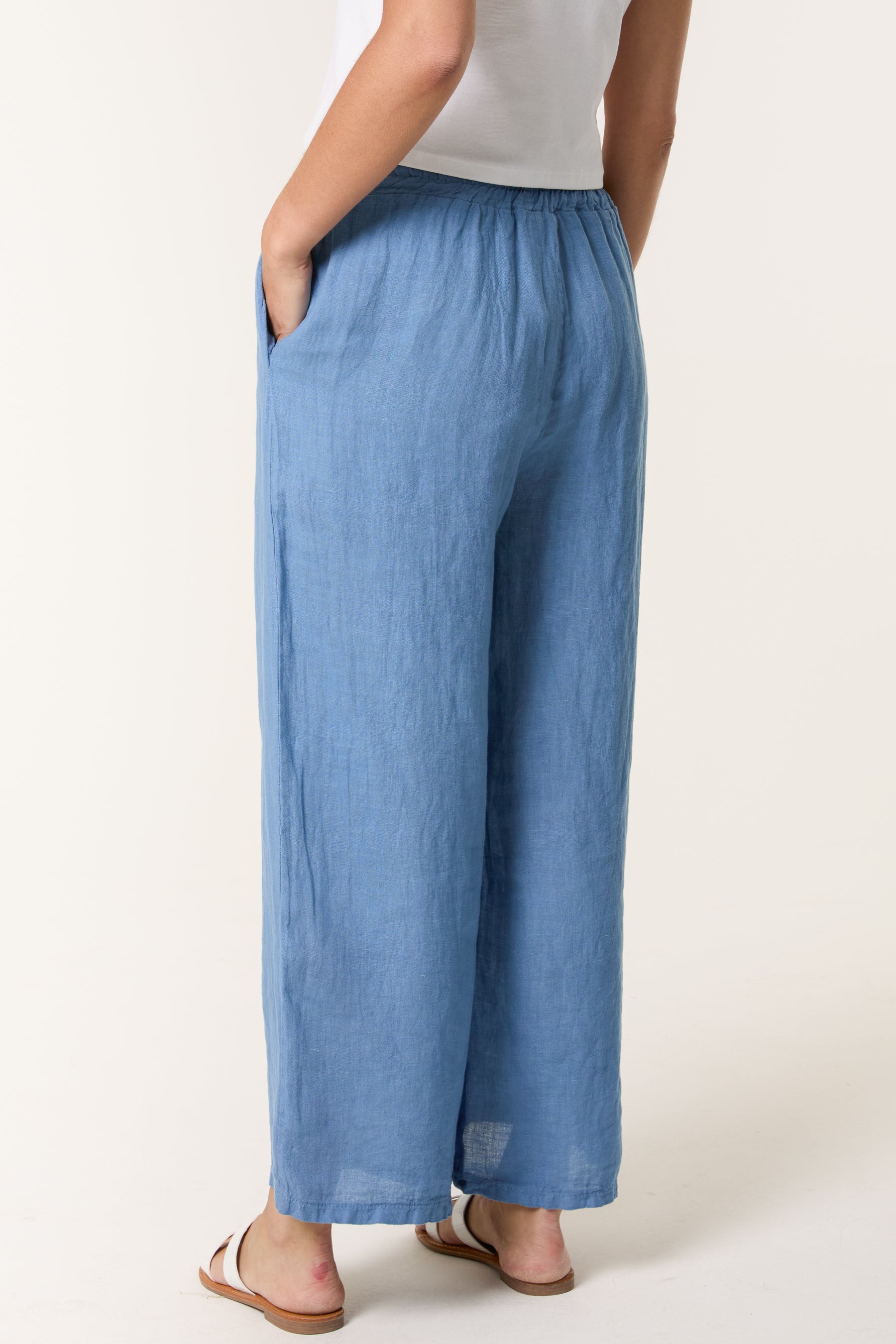Elasticated Linen Wide Leg Trousers