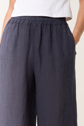 Elasticated Linen Wide Leg Trousers