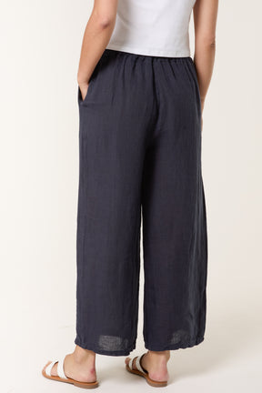 Elasticated Linen Wide Leg Trousers