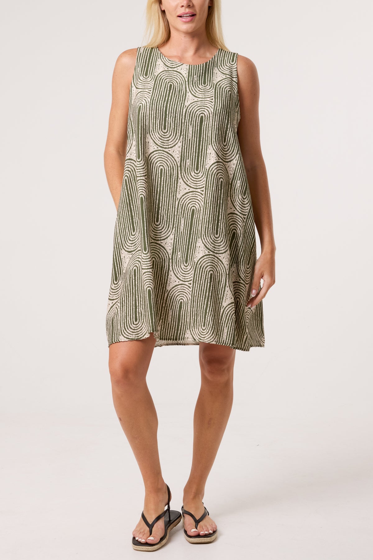 Swirl Print Sleeveless Mini Dress