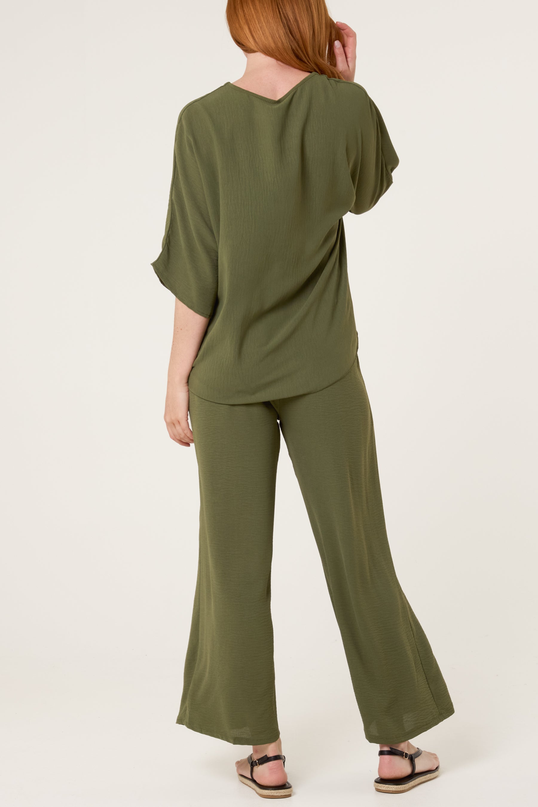 Button Tie Top & Trousers Set