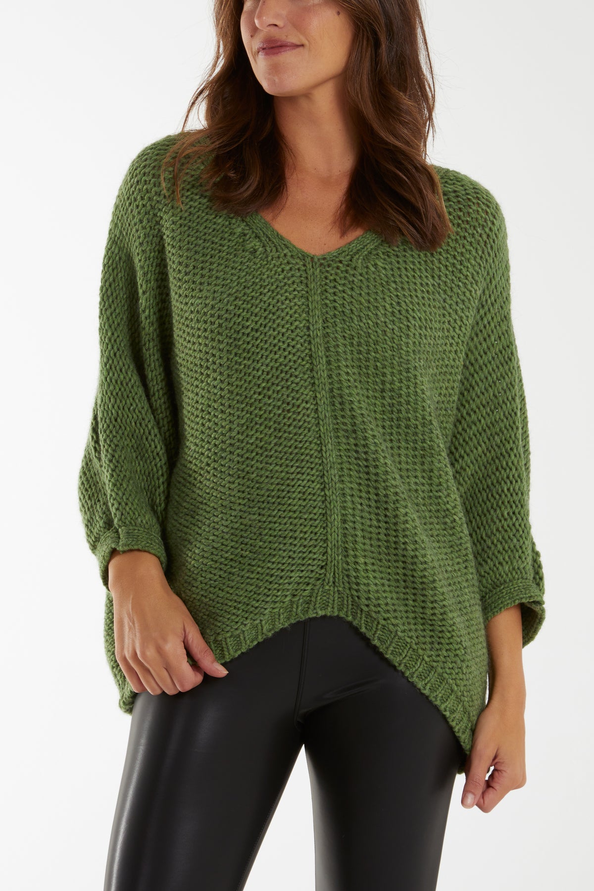 V-Neck & Hem Knit Jumper