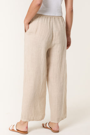 Elasticated Linen Wide Leg Trousers