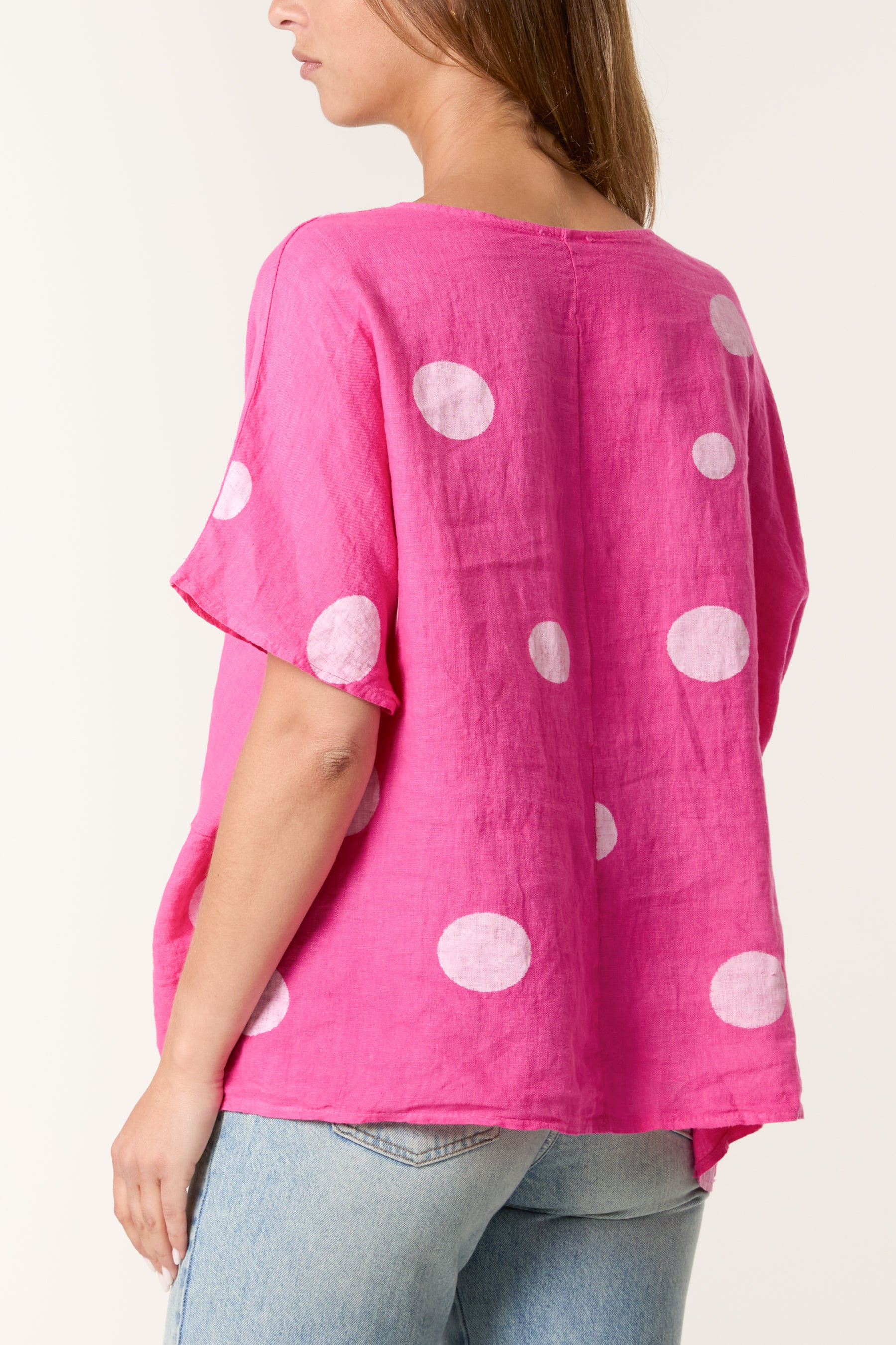 Polka Dot Linen Relaxed Top