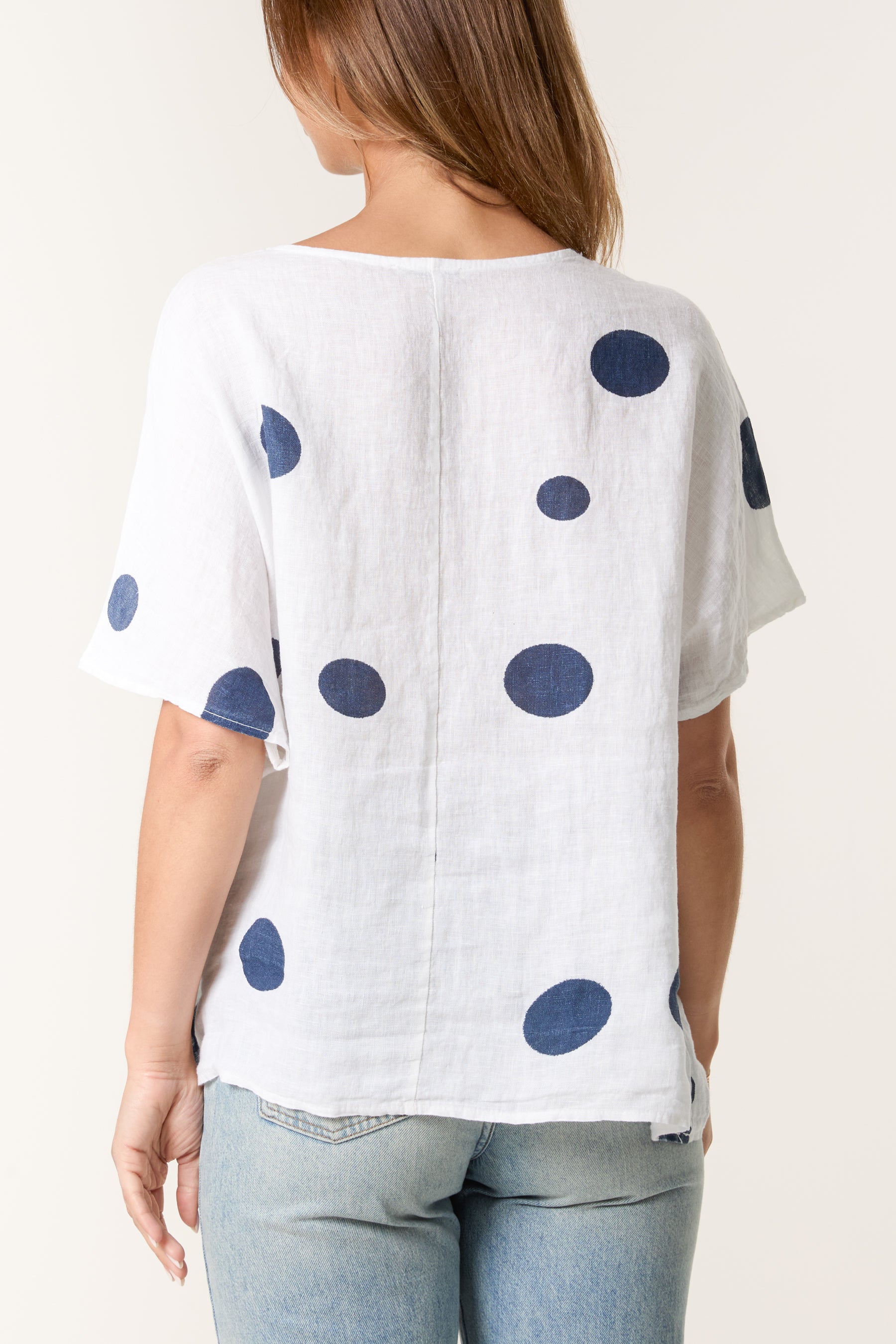 Polka Dot Linen Relaxed Top