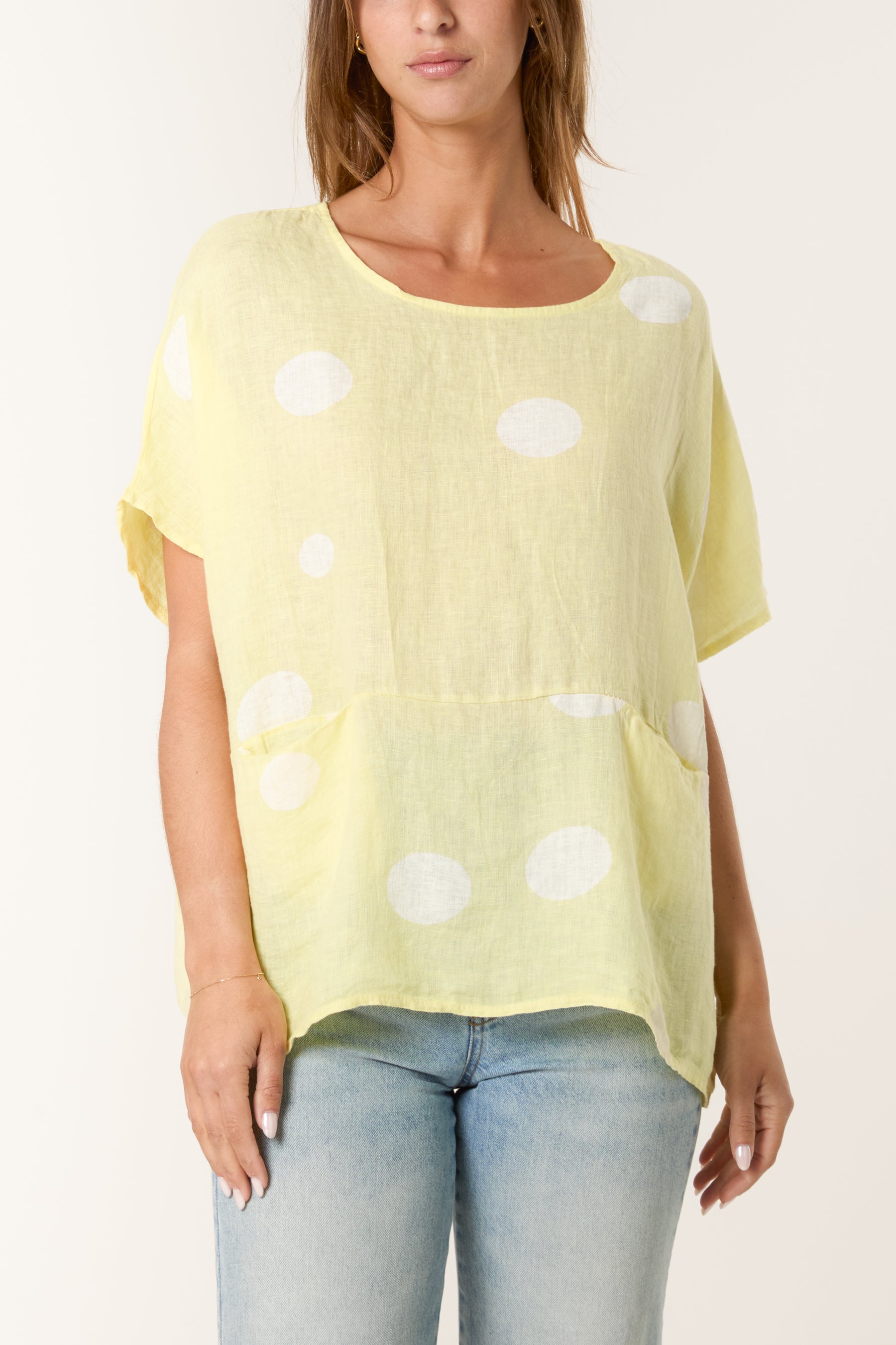 Polka Dot Linen Relaxed Top