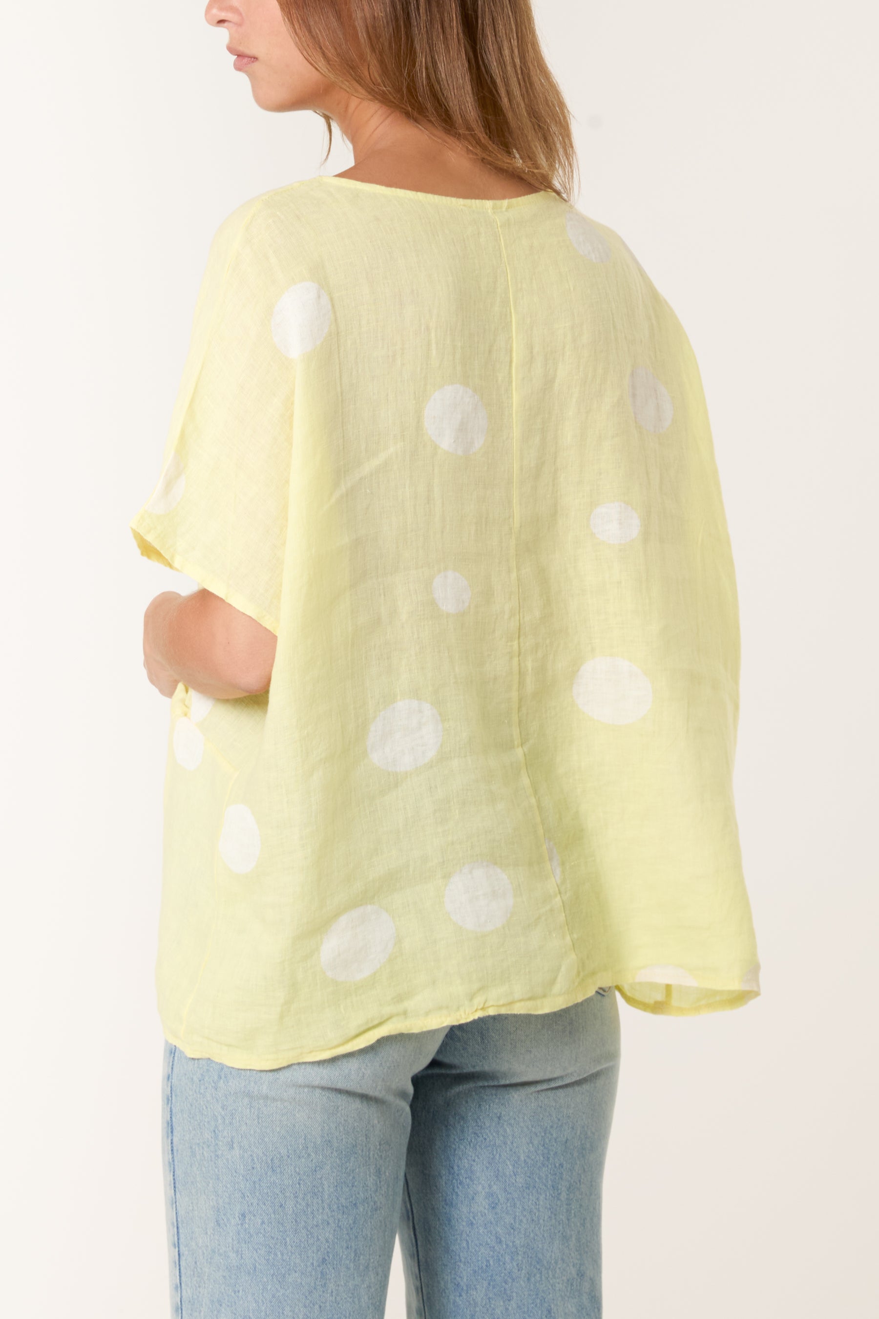 Polka Dot Linen Relaxed Top