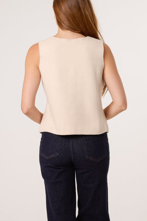 Gold Flower Button Knitted Waistcoat