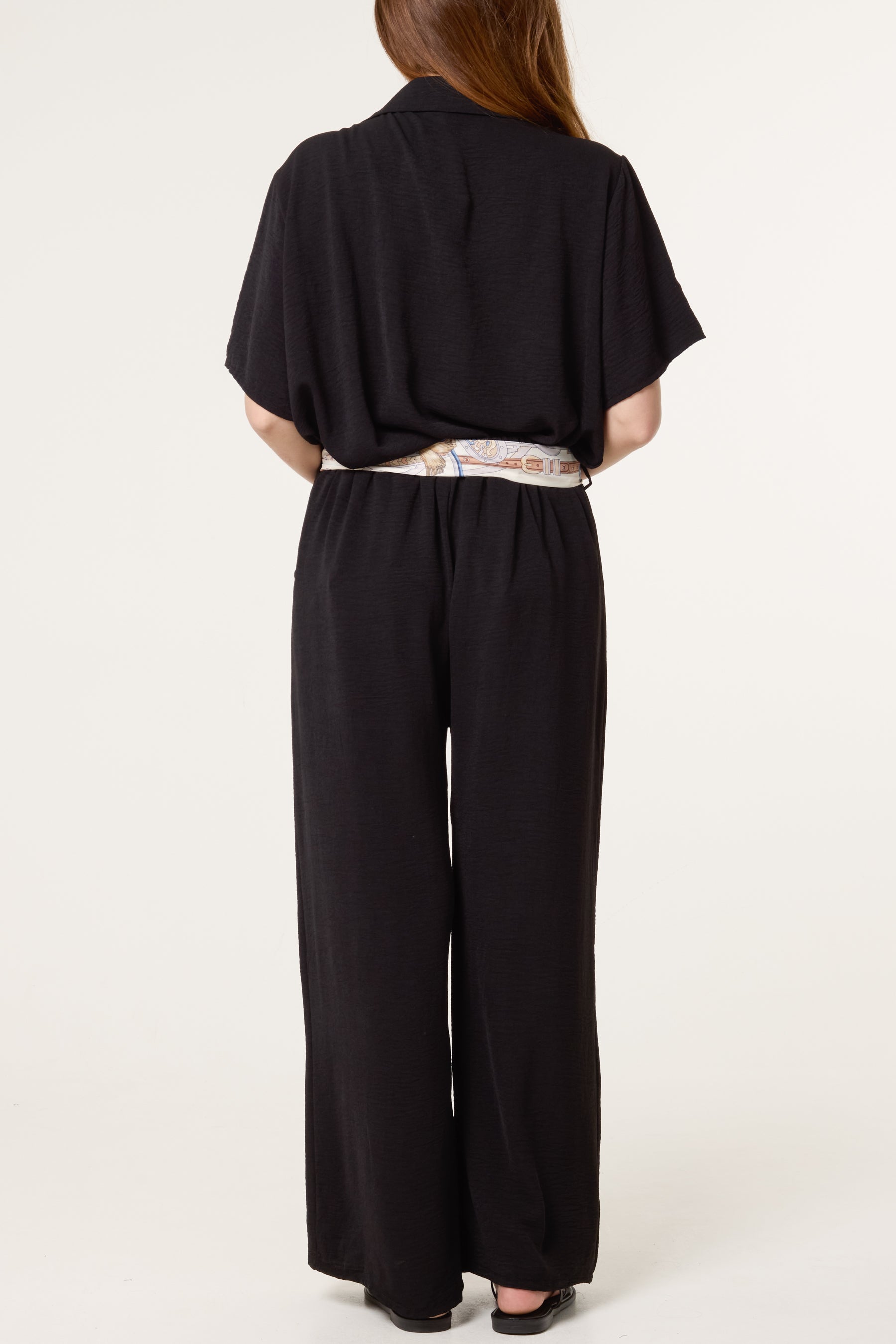 Scarf Detail Top & Trousers Set