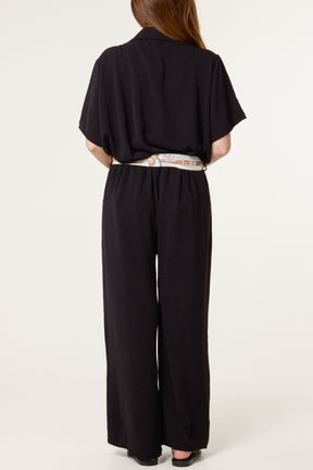 Scarf Detail Top & Trousers Set