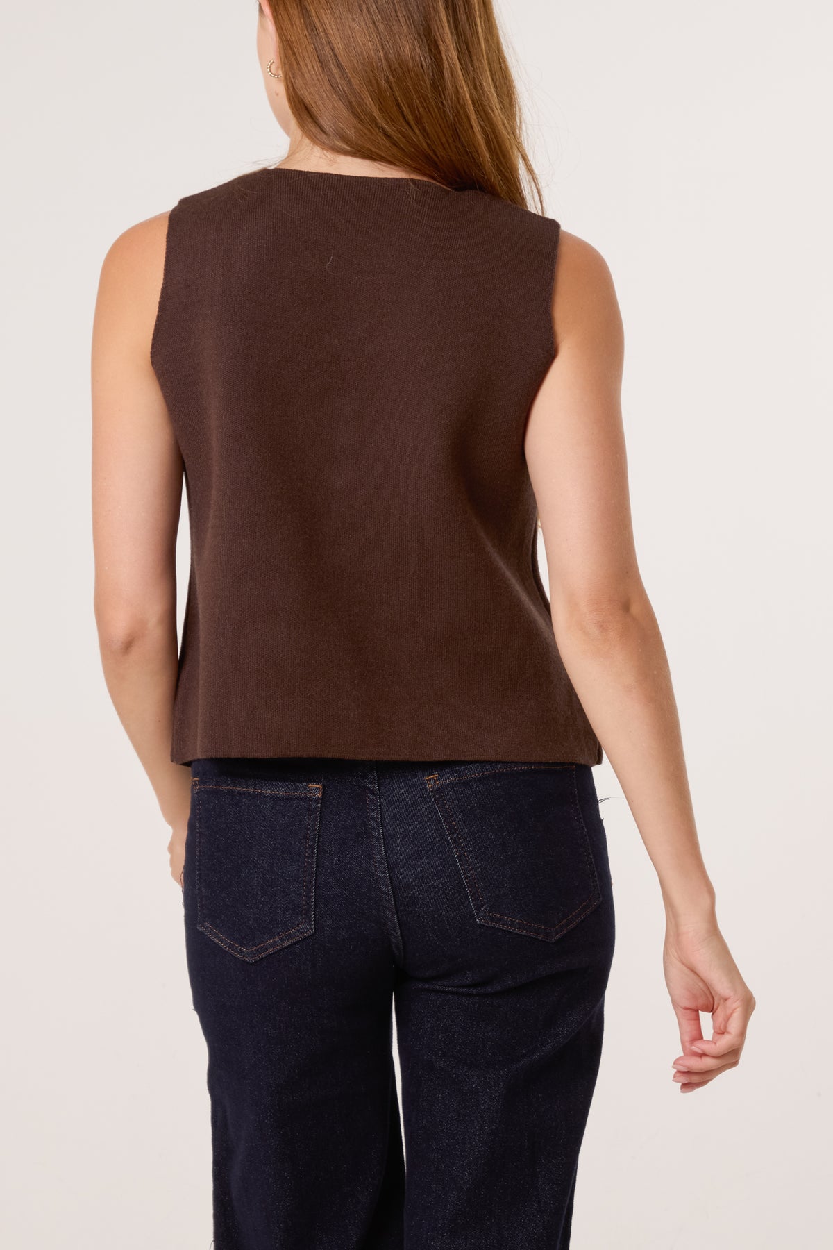 Gold Flower Button Knitted Waistcoat