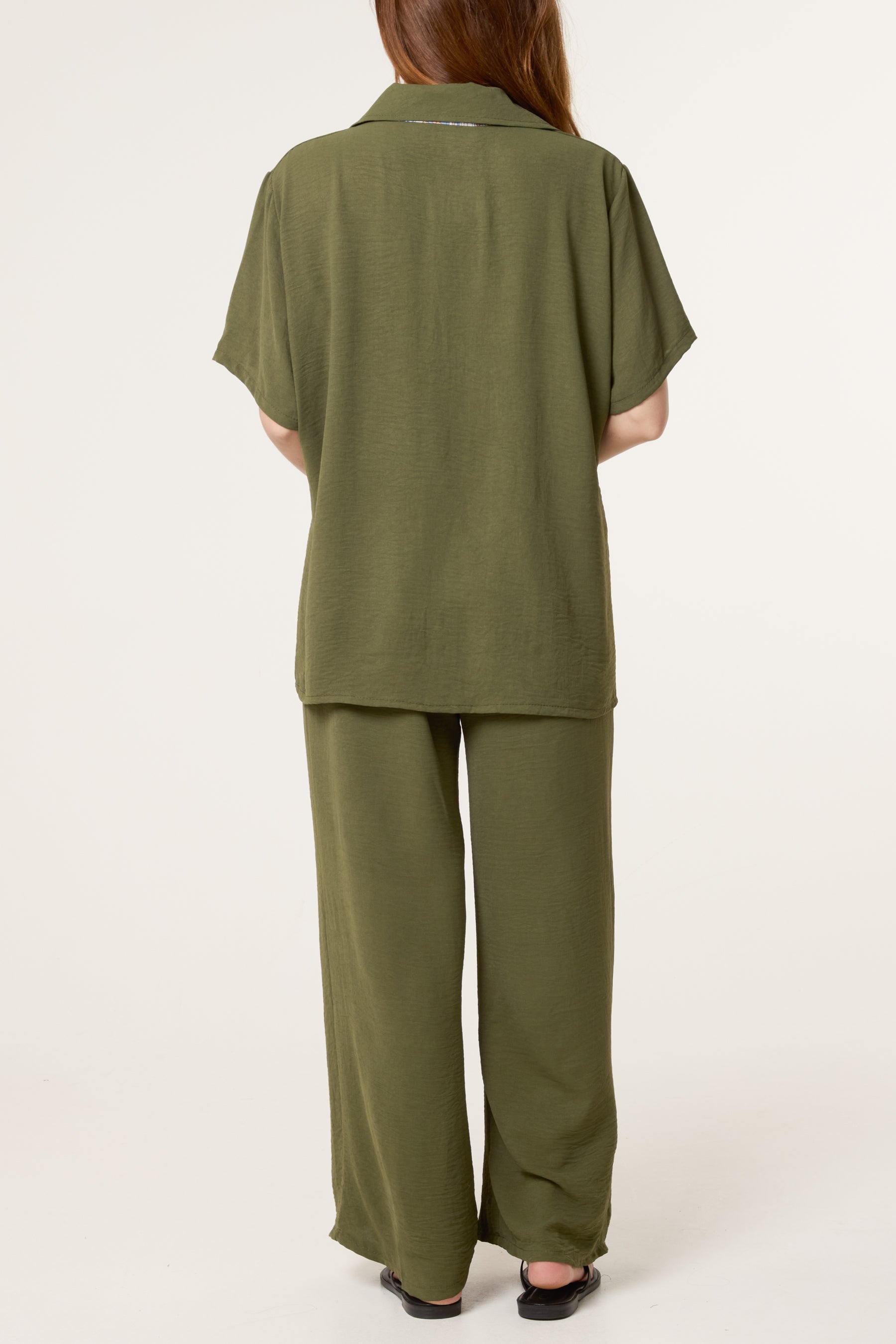 Scarf Detail Top & Trousers Set
