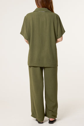 Scarf Detail Top & Trousers Set